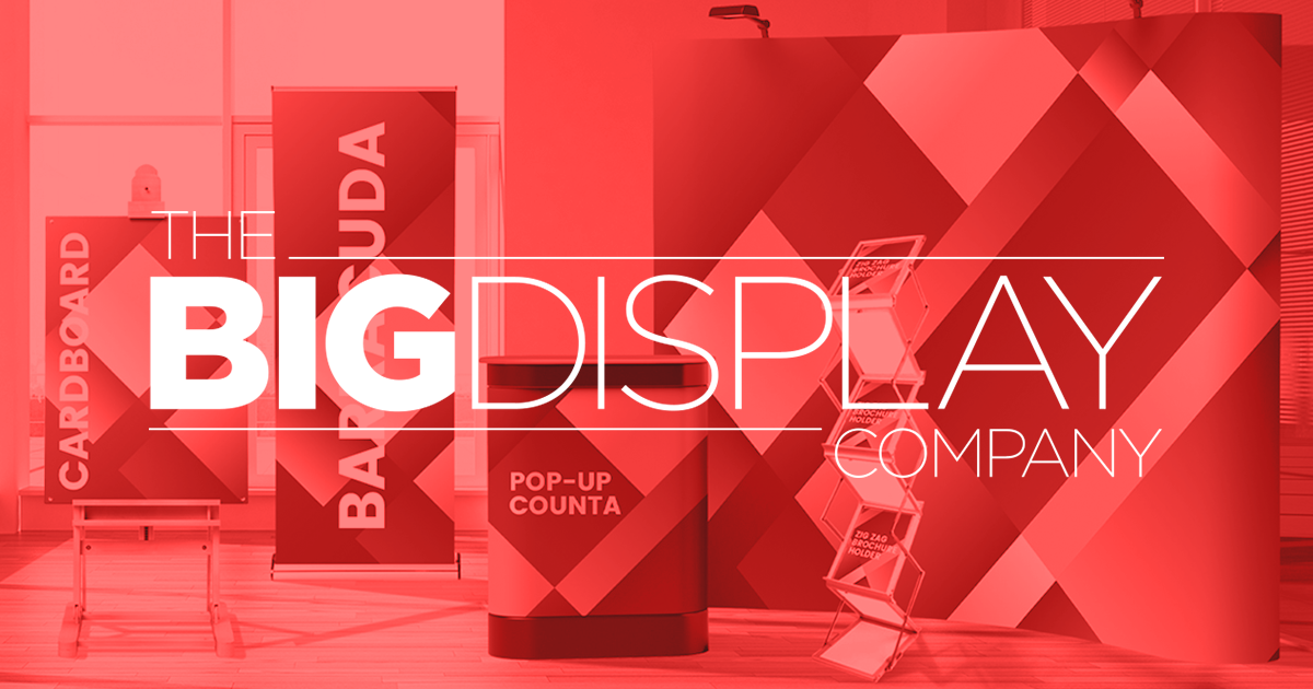 The Big Display Company Logo overlaying their stock products
