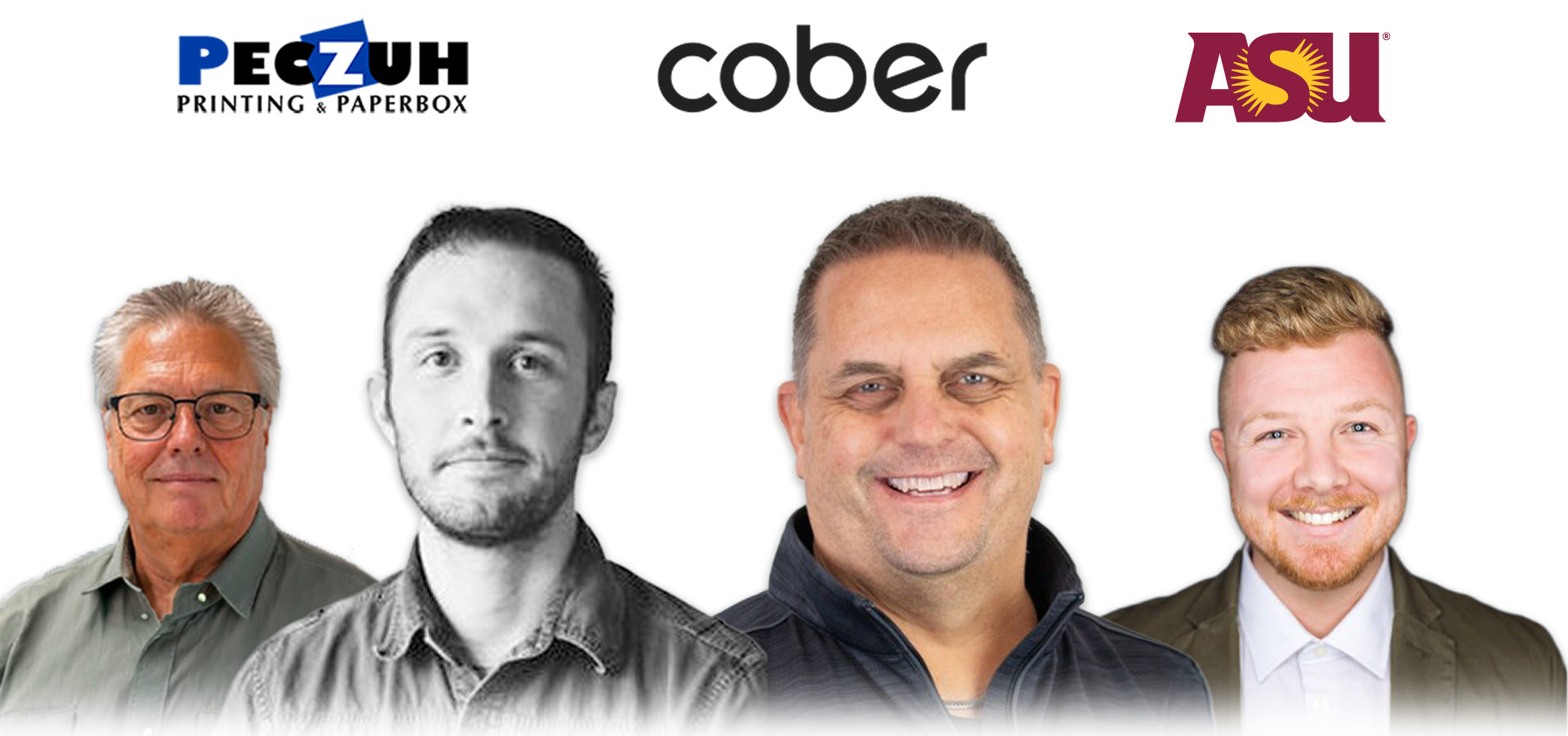 Kyle Pendley of Arizona State University's Print and Imaging Lab, Erwin Driever of Cober Solutions, and Jay Harris and Jesse Brooks of Peczuh Printing